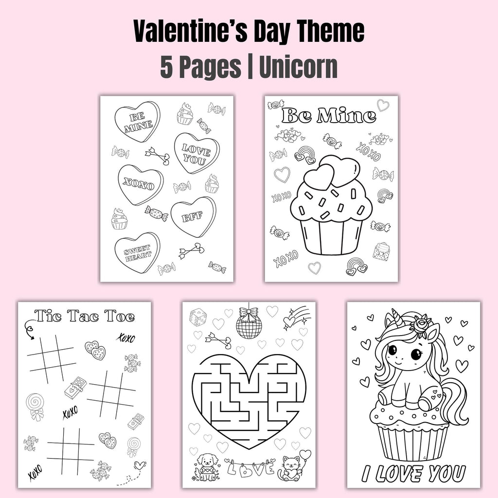 Valentine’s Theme Coloring Activity Sheets | Party Favors