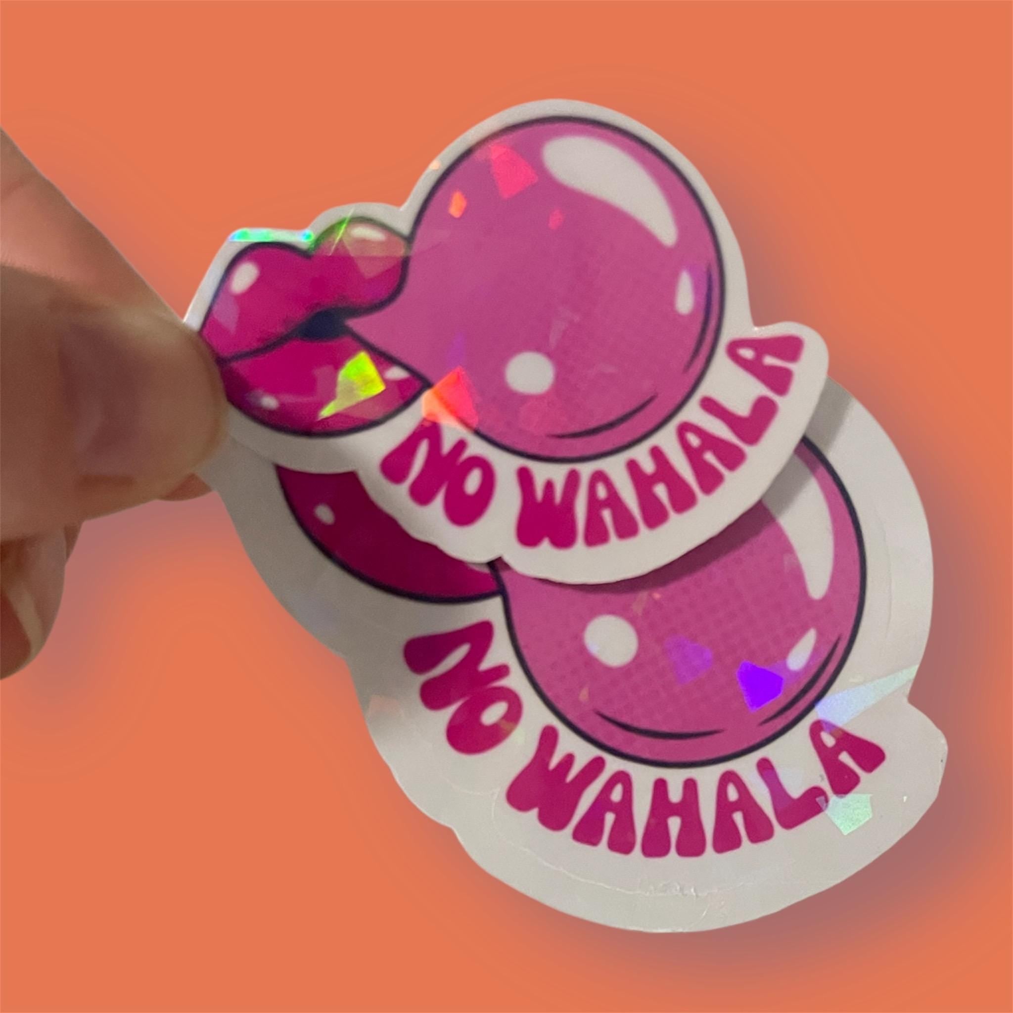 No Wahala Sticker | Pink Bubble Gum Lips Sticker | Afro Vibes Sticker | Holographic Glossy Sticker | Cute Aesthetic Decal