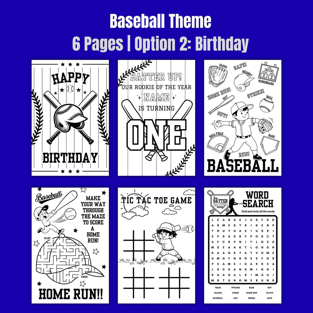 Baseball Theme Coloring Sticker Sheets | Party Favors