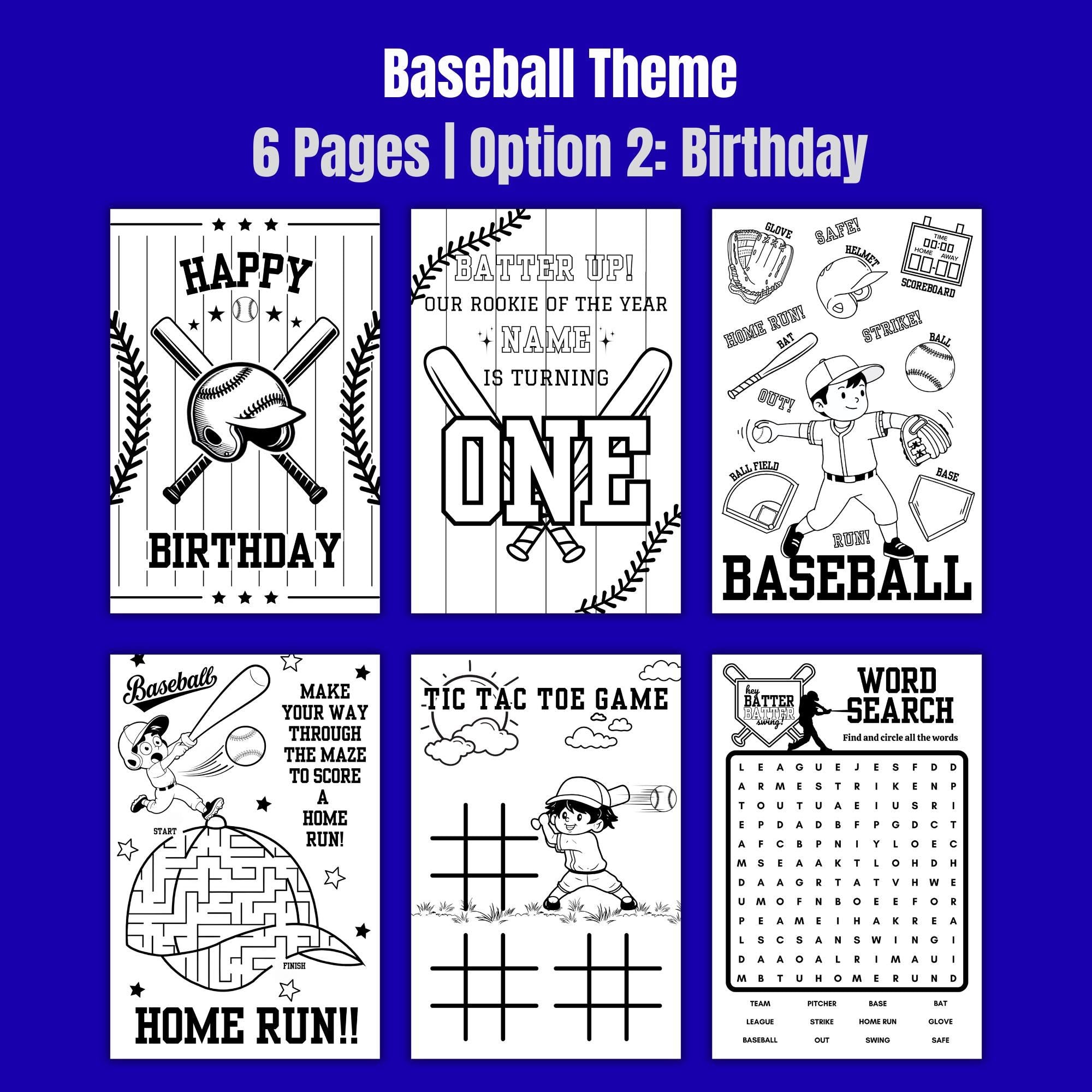 Baseball Theme Coloring Sticker Sheets | Party Favors