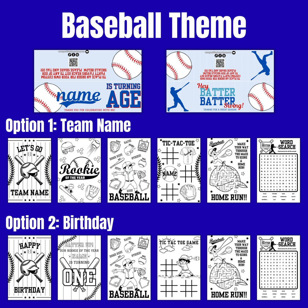 Baseball Theme Coloring Sticker Sheets | Party Favors