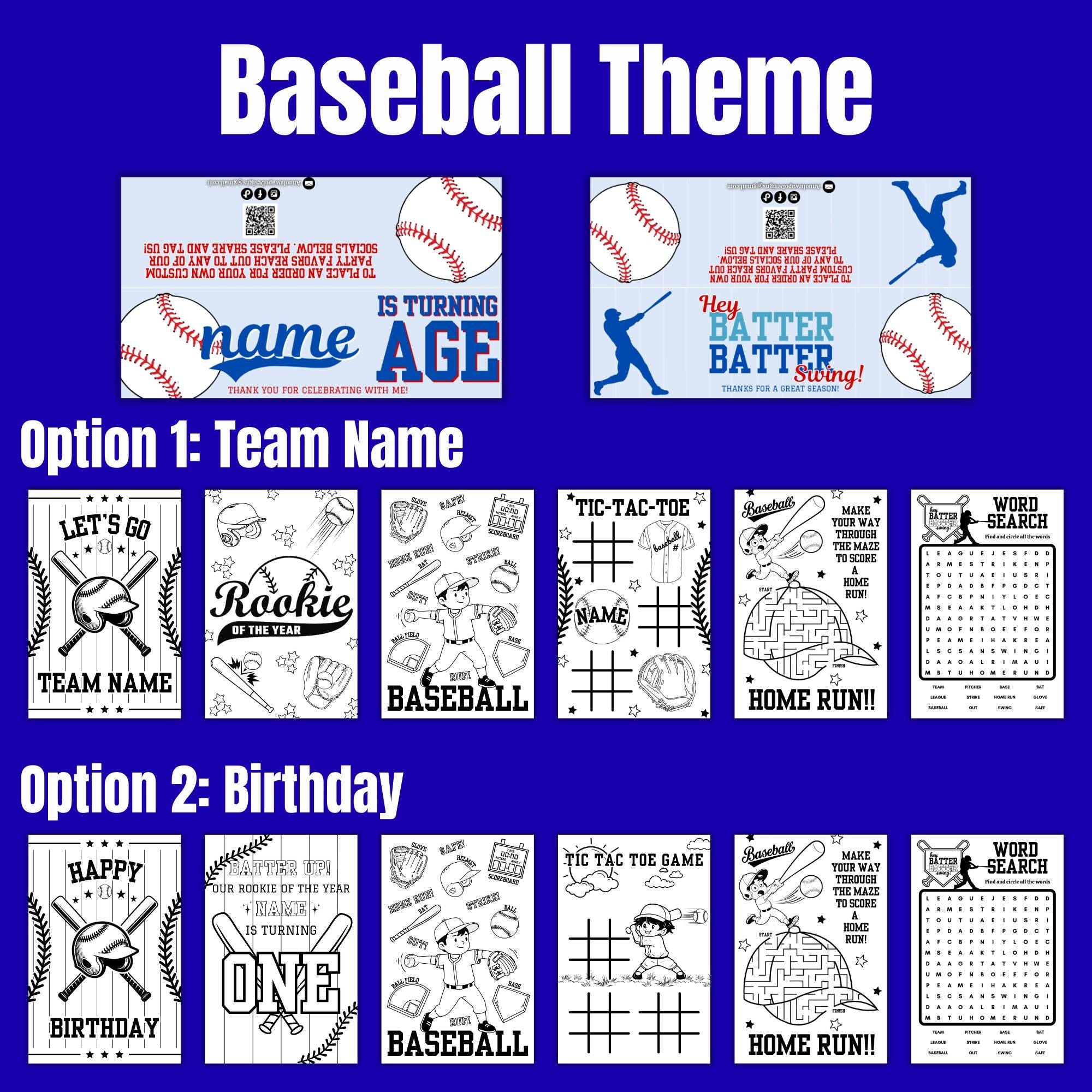 Baseball Theme Coloring Sticker Sheets | Party Favors