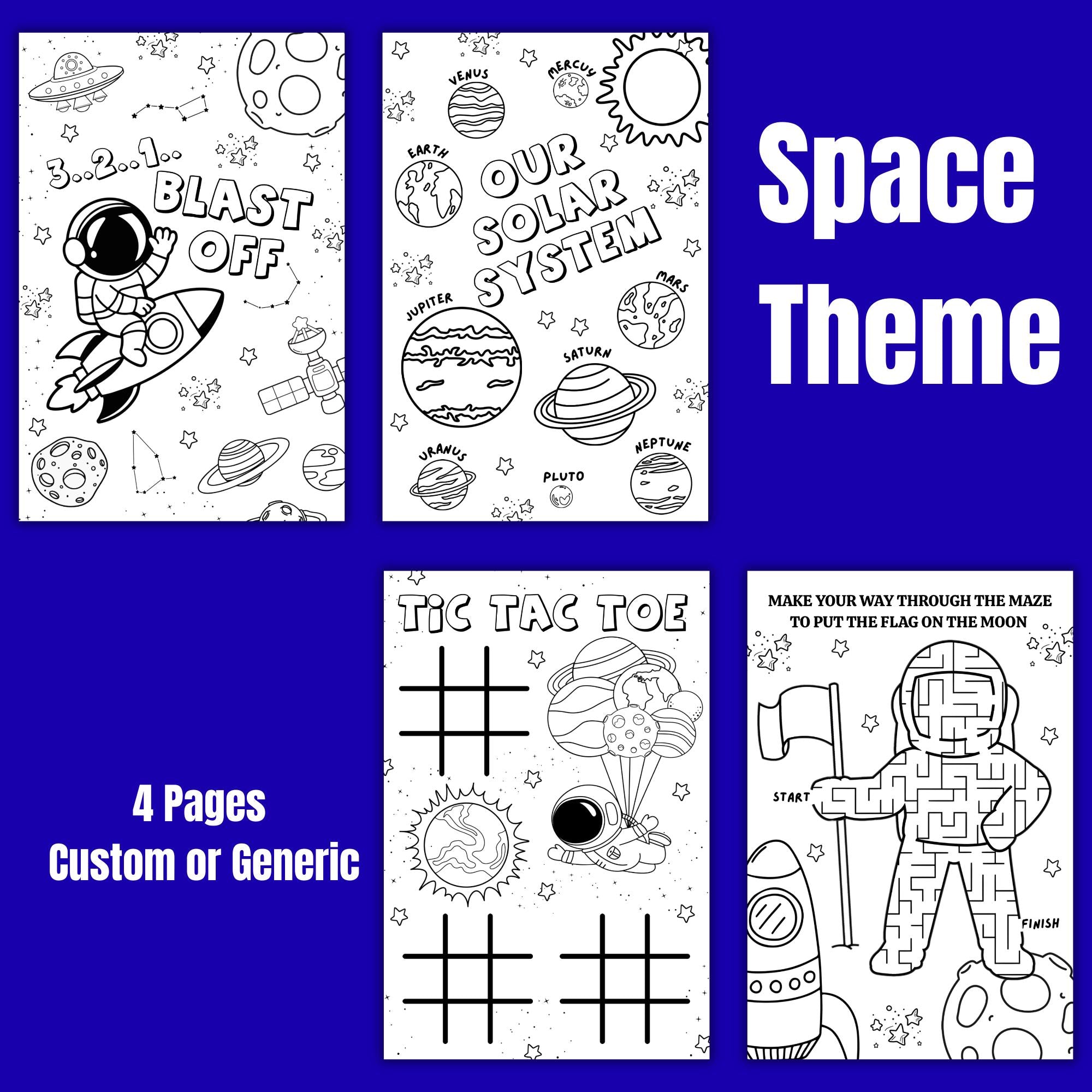 Space Theme Coloring Sticker Sheets | Party Favors