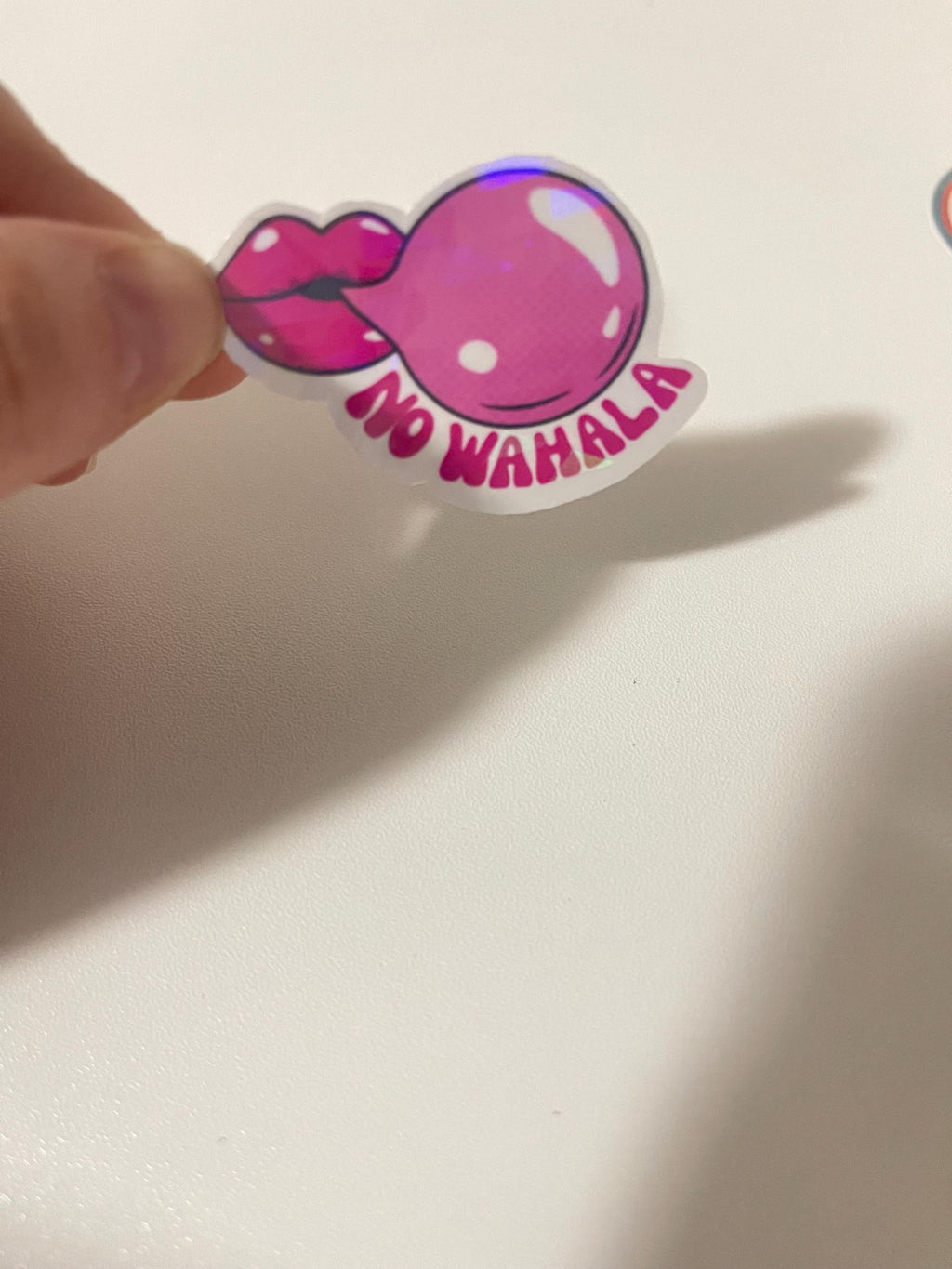 No Wahala Sticker | Pink Bubble Gum Lips Sticker | Afro Vibes Sticker | Holographic Glossy Sticker | Cute Aesthetic Decal
