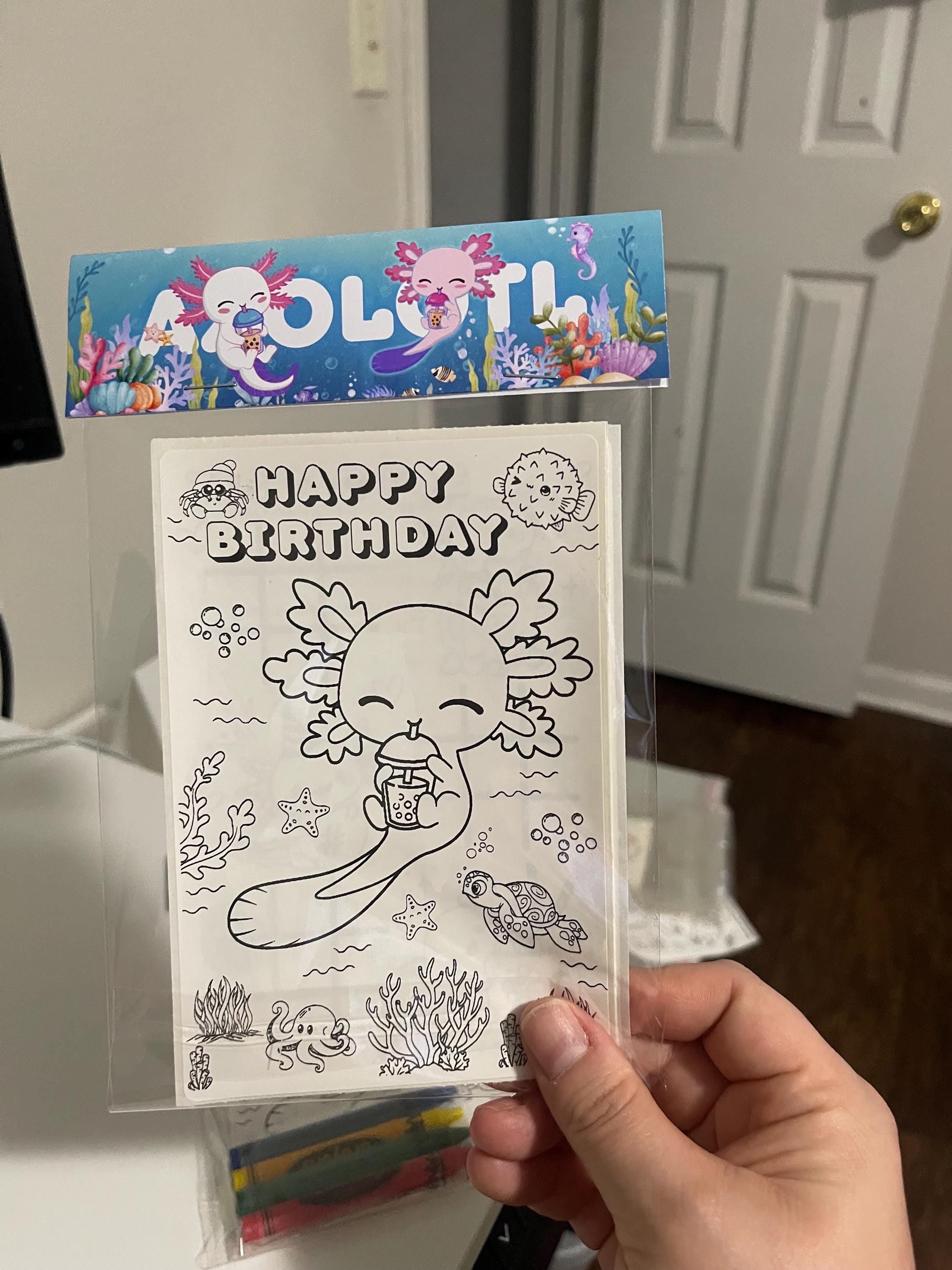 Axolotl Theme Coloring Sticker Sheets | Party Favors