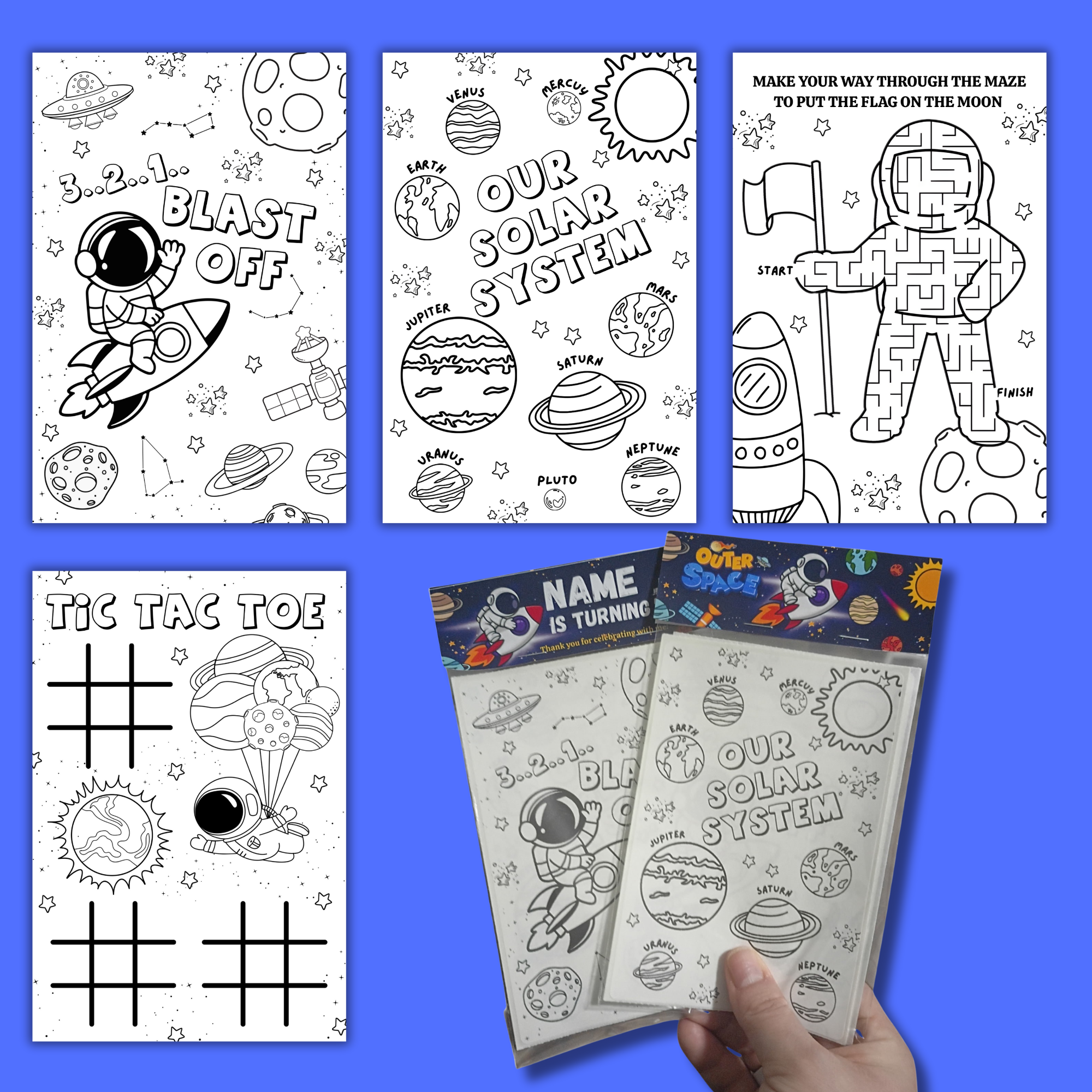 Space Theme Coloring Sticker Sheets | Party Favors