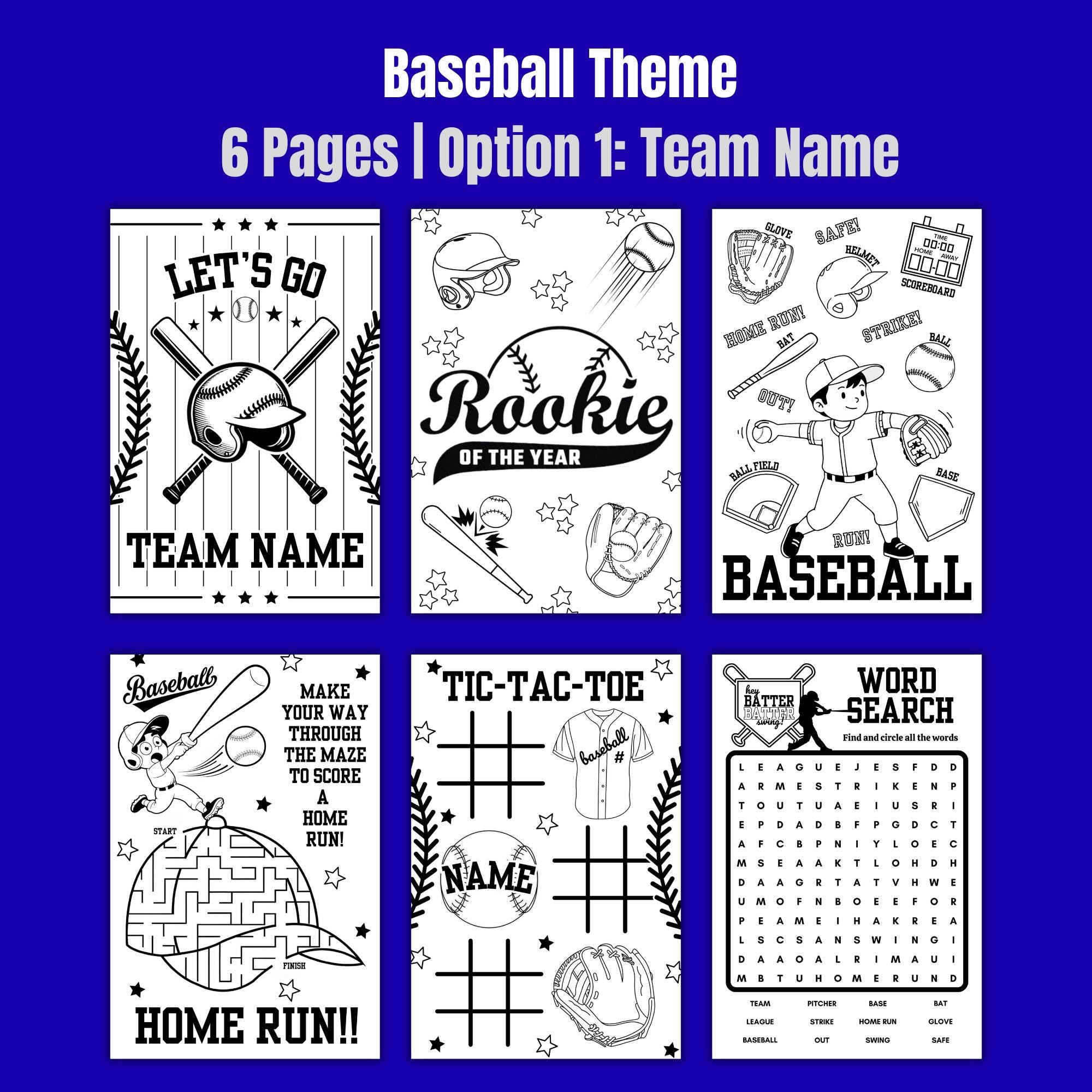 Baseball Theme Coloring Sticker Sheets | Party Favors