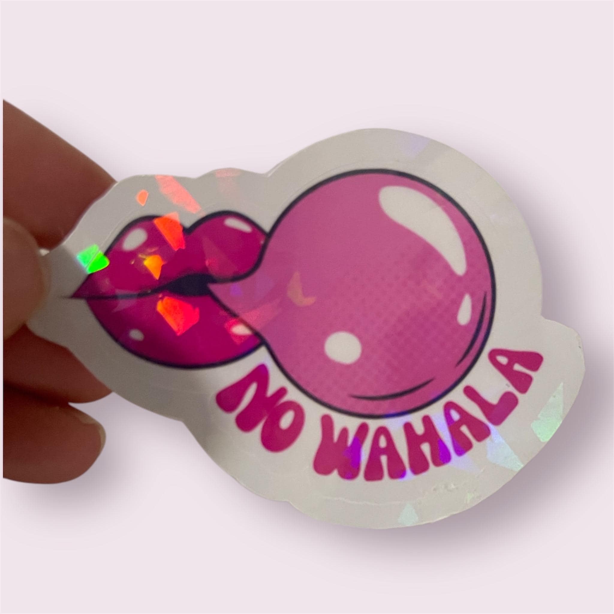 No Wahala Sticker | Pink Bubble Gum Lips Sticker | Afro Vibes Sticker | Holographic Glossy Sticker | Cute Aesthetic Decal