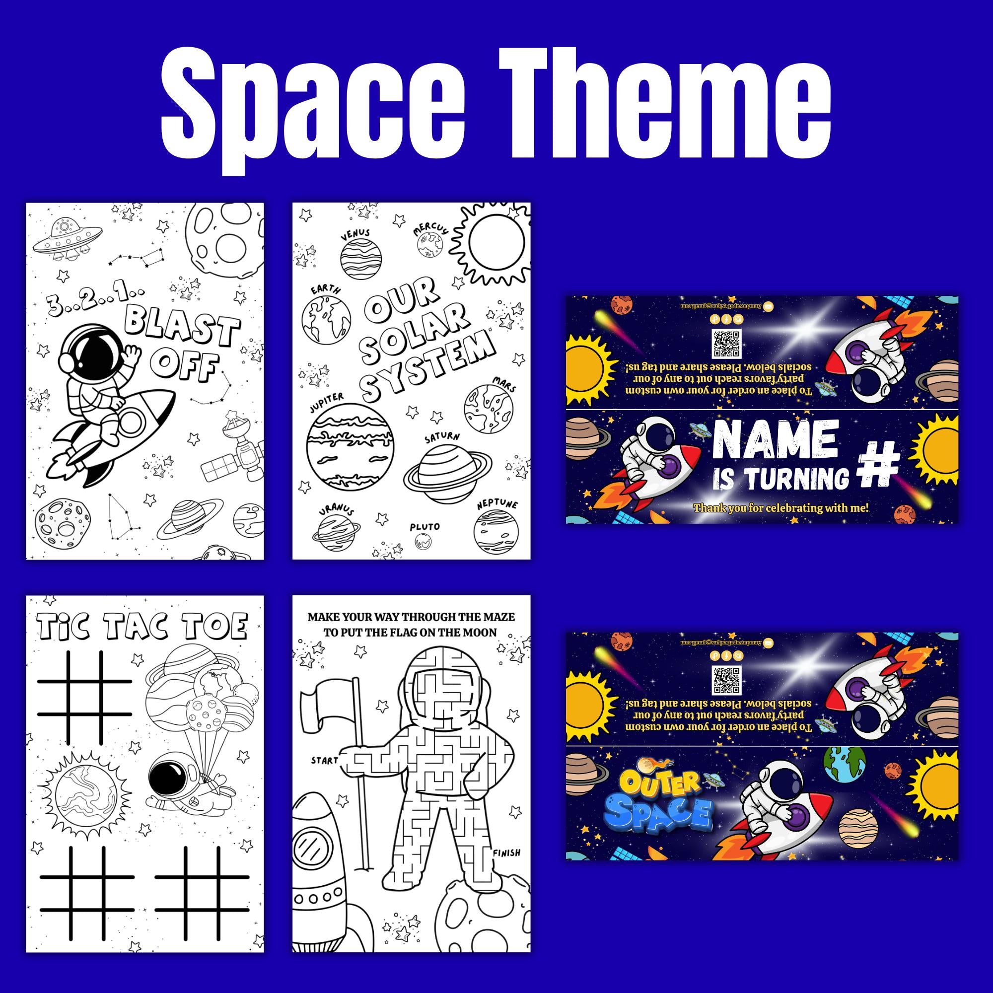Space Theme Coloring Sticker Sheets | Party Favors