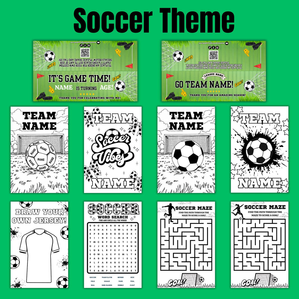 Personalized Soccer Birthday Coloring Sheets | Party Favors