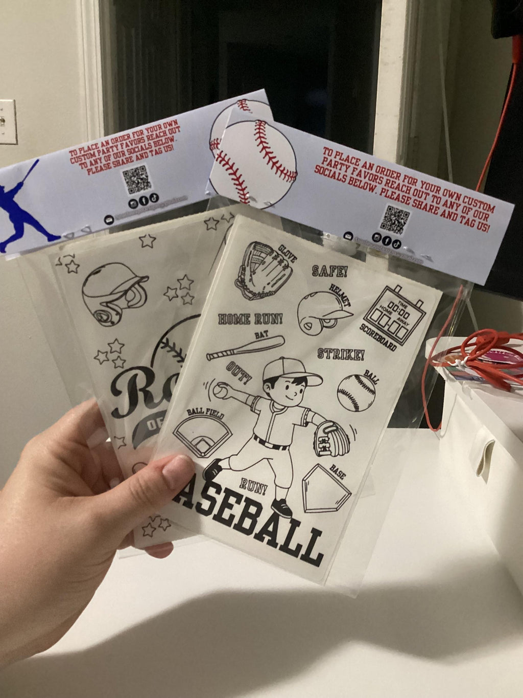 Baseball Theme Coloring Sticker Sheets | Party Favors