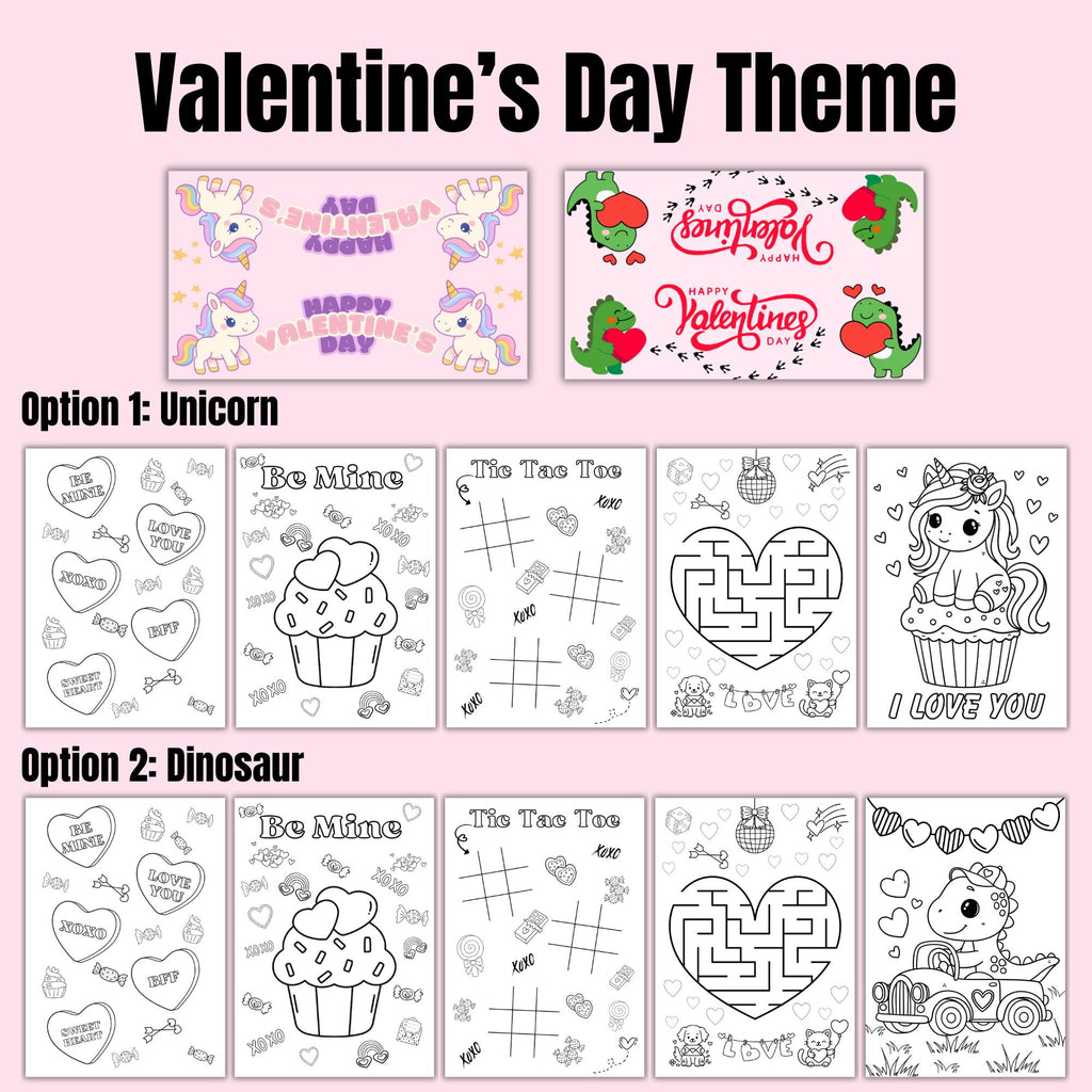 Valentine’s Theme Coloring Activity Sheets | Party Favors