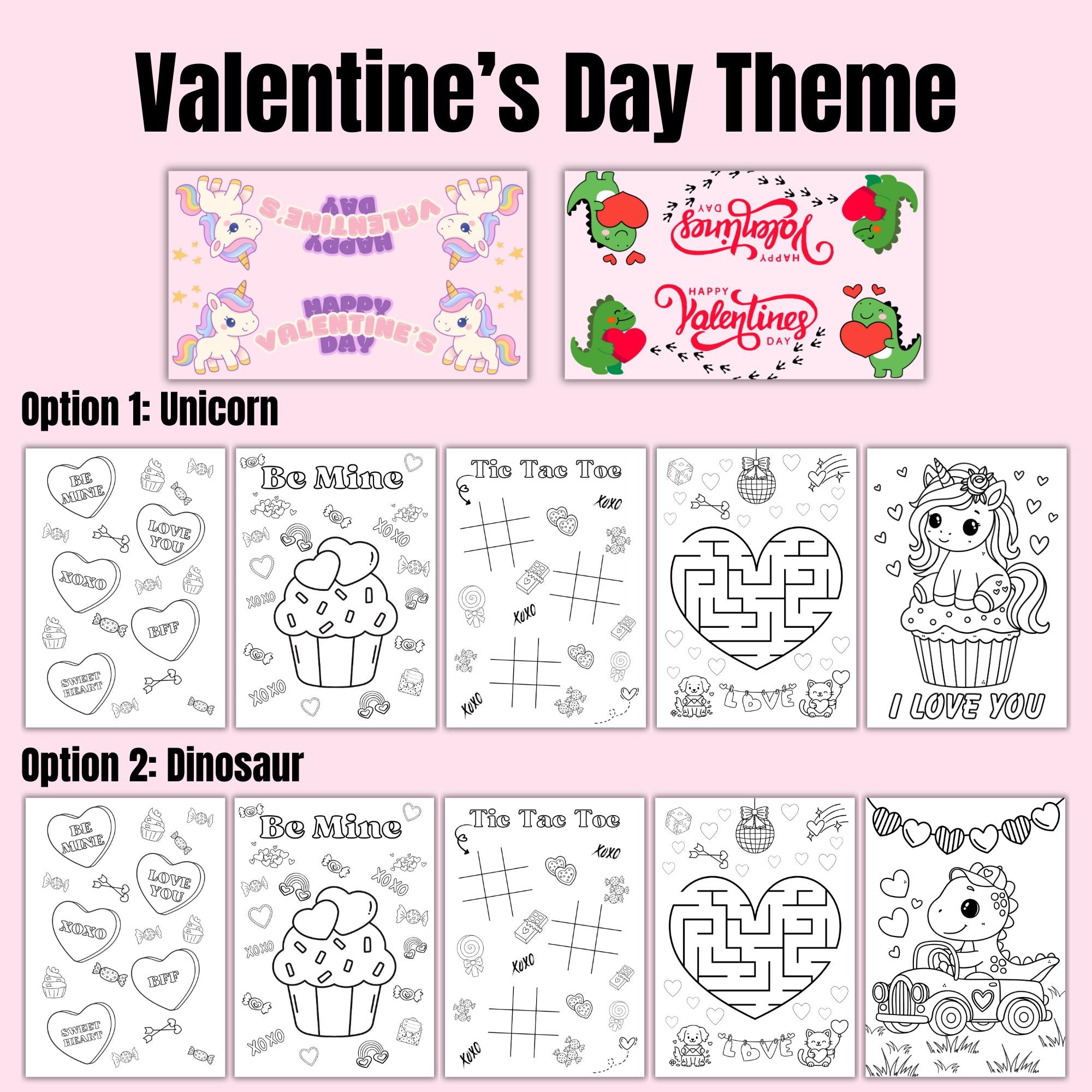 Valentine’s Theme Coloring Activity Sheets | Party Favors